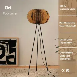FIG Living Black Cotton And Linen Mix Ori Floor Lamp image 4