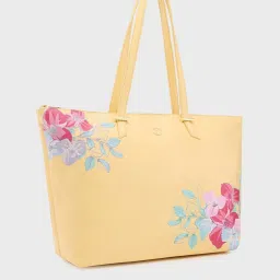 Caprese Faux leather Yellow Women Tote Bag image 4