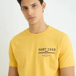 GANT Yellow Regular Fit Printed T-Shirt image 4