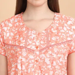 Sweet Dreams Peach & White Cotton Printed Nighty image 4