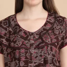 Sweet Dreams Khaki Cotton Printed Nighty image 4