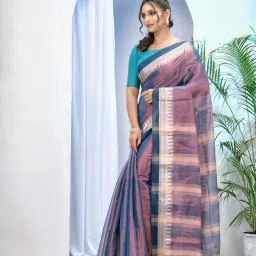 Desh Bidesh Purple & Golden Woven Saree With Unstitched Blouse image 4