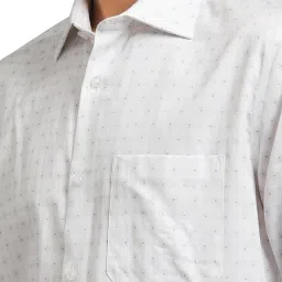 Louis Philippe White Cotton Regular Fit Printed Shirt image 4