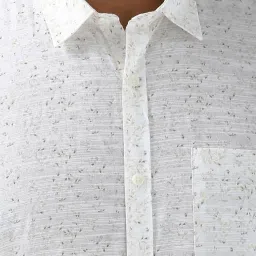 Peter England White Cotton Slim Fit Printed Shirt image 4