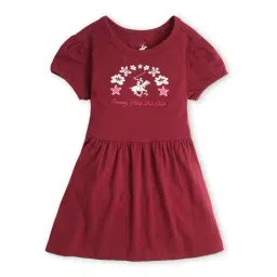 Beverly Hills Polo Club Kids Maroon Printed T-Shirt Dress-picture-45