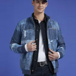 Pepe Jeans Blue Regular Fit Printed Jacket image 4