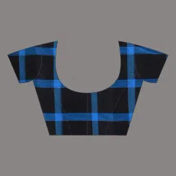 Arhi Blue & Black Cotton Polyblend Woven Design Saree with Unstitched Blouse image 5