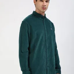 TOMMY HILFIGER Green Cotton Regular fit Solid Shirt image 4