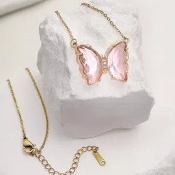 TheVineGirl Crystals Studded Butterfly Minimal Necklace image 5