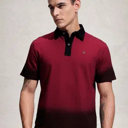 WROGN Tie and Dye Ombre Effect Comfort Fit Polo Collar Pure Cotton T-shirt image 4