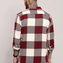 showoffff Showoff Maroon Cotton Regular Fit Checks Shacket image 4