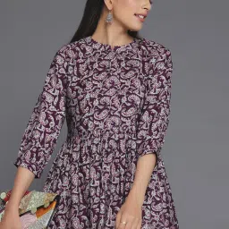 Libas Purple Regular Fit Paisley Kurtis image 4