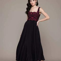 Label Ritu Kumar Black Embroidered Maxi Dress-picture-42