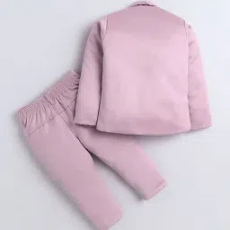 Fourfolds Boys Pink Regular Fit Jacquard Print Suit Set image 2