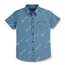 Gini & Jony Kids Blue Printed Shirt-picture-25