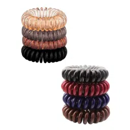 OOMPH Combo of 8 Black & Brown Invisible Elastic Rubber Band Ponytail Holder-image-19