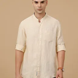 Linen Club Beige Linen Slim fit casual shirts-image-97