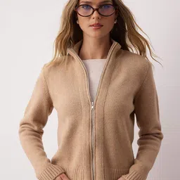 Trendyol Women Mock Collar Long Sleeves Cardigan-image-30