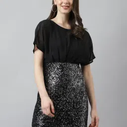 Latin Quarters Black Embellished Shift Dress-image-95