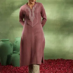 Libas Pink Embroidered Straight Kurta image 3