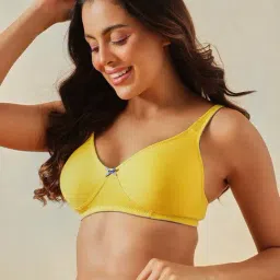 Clovia Yellow Solid Seamless Bra image 3