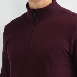 Arrow Maroon Cotton Regular Fit Sweatshirt image 5