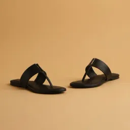 Eridani Women's Petra Black T-Strap Sandals-picture-23