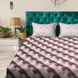 Klotthe Rust Cotton Printed 400 TC King Fitted Bedsheet with 2 Pillow Covers image 2