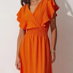 Happiness istanbul Flutter Sleeve Midi Wrap Dress image 4
