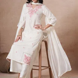 Anni Designer Ethnic Motifs Embroidered Thread Work Kurta With Trousers & Dupatta image 5