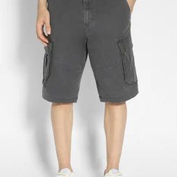 American Eagle Grey Regular Fit Cargo Shorts-picture-48