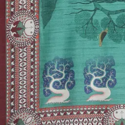 The Chennai Silks Green Printed Saree With Unstitched Blouse image 5