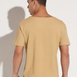 SHOWOFFFF Beige Cotton Regular Fit T-Shirt image 4