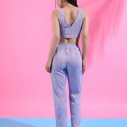 Campus Sutra Purple Textured Crop Top Pant Set image 2