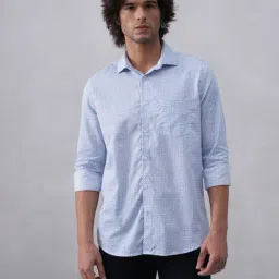 Crimsoune Club Blue Cotton Slim Fit Printed Casual Shirt-picture-26