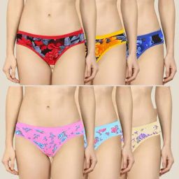 AROUSY Blue & Pink Printed Bikini Panties - Pack Of 6-picture-26