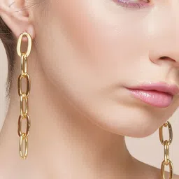 StyleCast Gold-Plated Oval Shaped Drop Earrings image 4