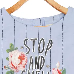 Tiny Girl Blue & Black Striped Regular Top image 2