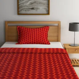 myntra elegant homes Red Woven Design Cotton Single Bedcover with Pillow cover image 5