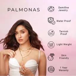 PALMONAS Gold Plated CZ Stone Studded Pendant With Chain image 5