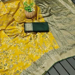 tammu designer Ethnic Motifs Woven Design Saree With Blouse Piece image 2