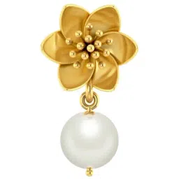 P.C. Chandra Jewellers 18k Yellow Gold Charming Flower Motif Pearl Drop Pendant-picture-41