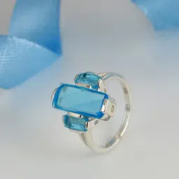 GIVA 92.5 Sterling Silver Blue Bold Ring for Women-image-82