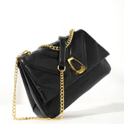 HauteSauce Black Medium Leather Cross Body Bag-image-90