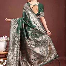 HERE&NOW Floral Zari Silk Blend Handloom Saree image 3