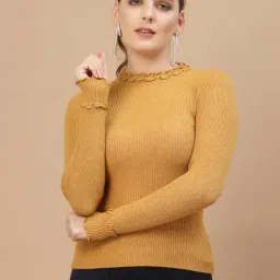 Mafadeny Mustard Regular Fit Pullover-image-4