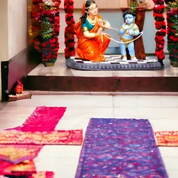 shree jinvar decor Red & Blue Yashoda Kanha Religious Idol Showpiece image 3