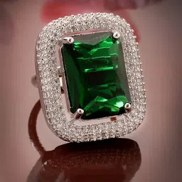 ADIVA Silver-Plated AD Stone-Studded Adjustable Finger Ring image 1