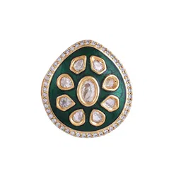 Voylla Kundan Elegance Shahi Meena Emerald Ring image 4