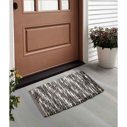FABINALIV Striped Cotton Blend Door Mat - Brown-picture-38